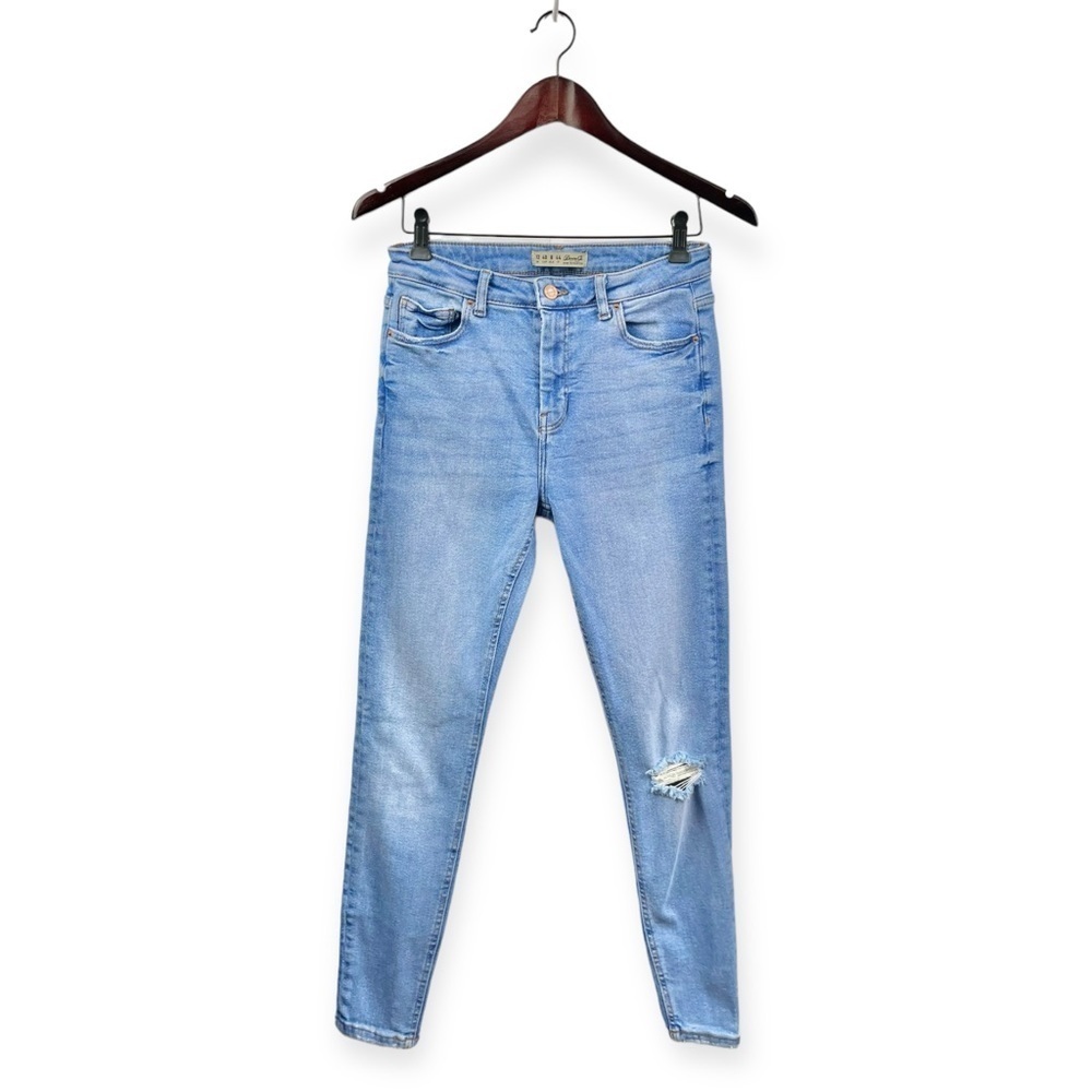 Primark Blue High Waisted Skinny Stretch Jeans Size 8 - Picture 2 of 6